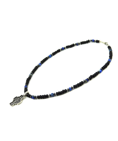 Exclusive necklace "Mikhail" Lapis lazuli, Agate rondel