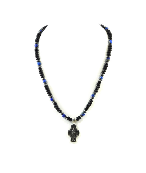 Exclusive necklace "Mikhail" Lapis lazuli, Agate rondel