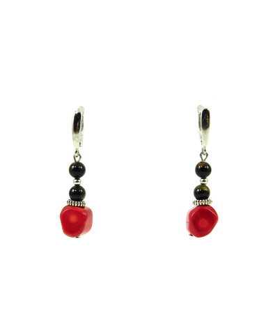 Exclusive earrings Coral galtovka, Hawk's eye