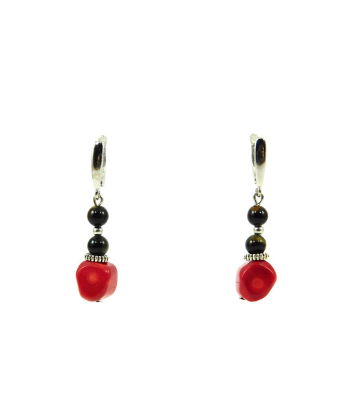 Exclusive earrings Coral galtovka, Hawk's eye