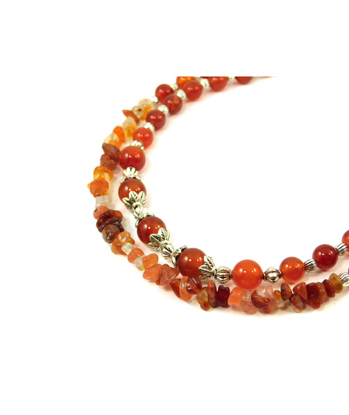 Exclusive necklace "Sol" Carnelian, crumb, 2 rows