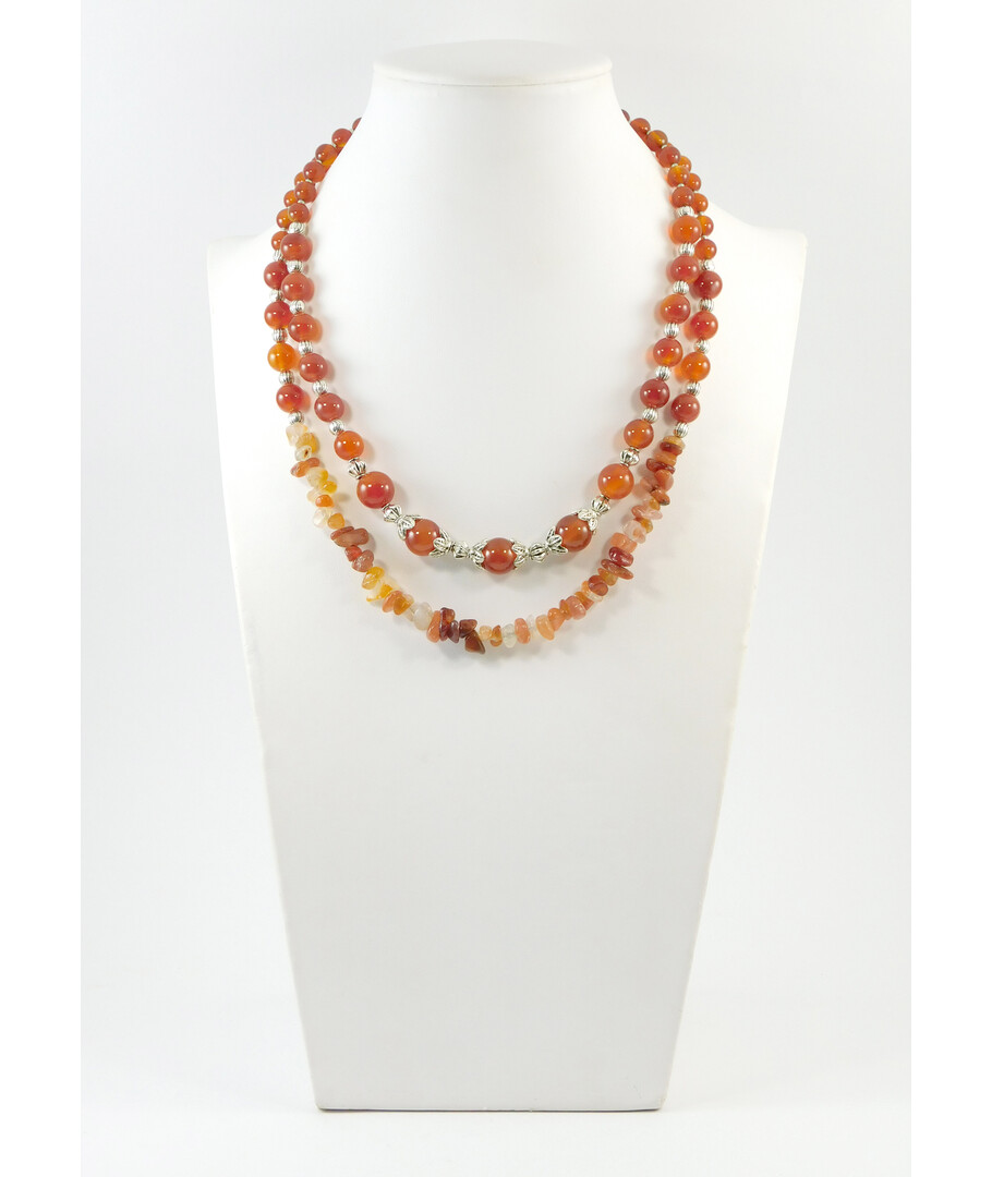 Exclusive necklace "Sol" Carnelian, crumb, 2 rows