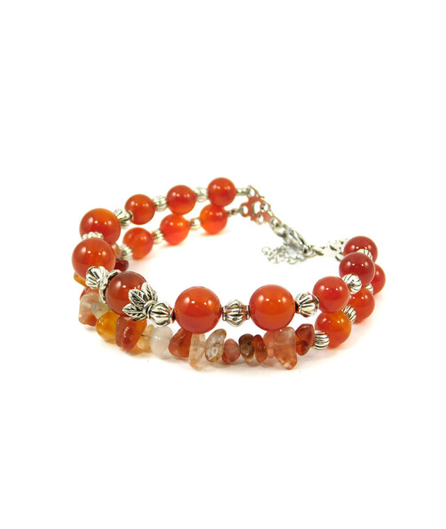 Exclusive bracelet "Solya" Carnelian, crumb, 2 rows