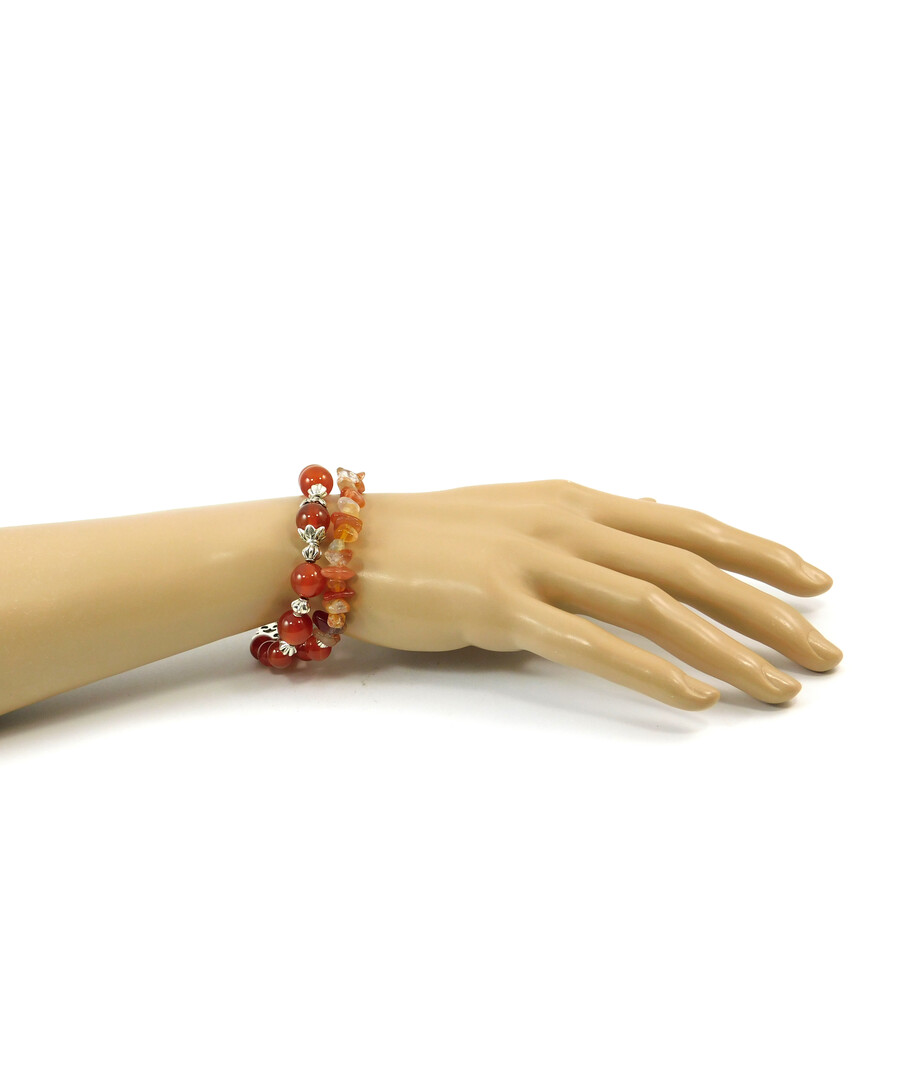 Exclusive bracelet "Solya" Carnelian, crumb, 2 rows