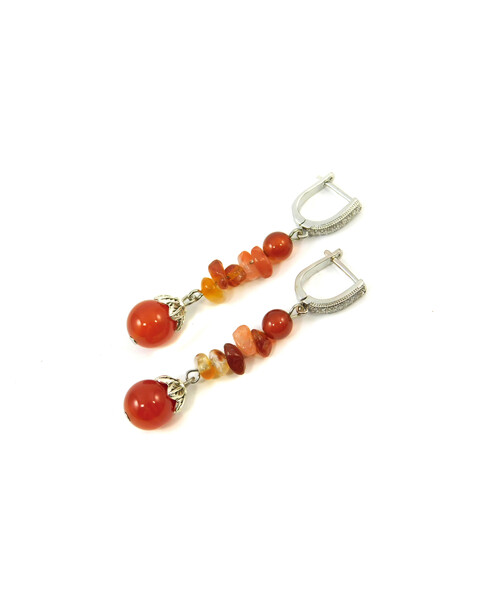 Exclusive earrings "Solya" carnelian, crumb