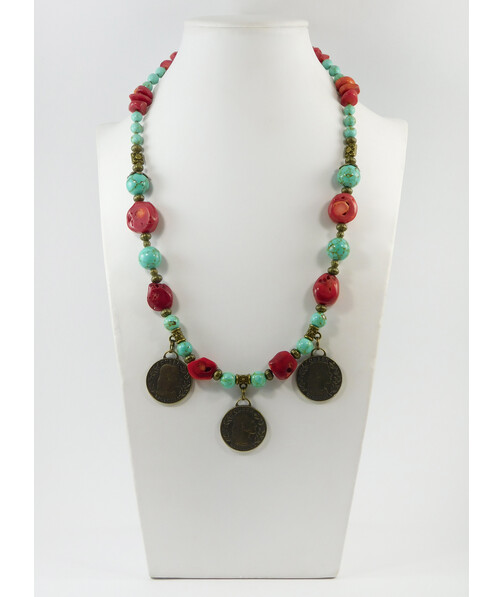 Exclusive necklace "Caribbean Treasures" Turquoise, Coral galtovka