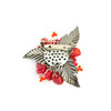 Exclusive brooch &quot;Forest berry&quot; Adular, Coral crumb