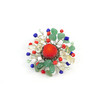 Exclusive &quot;Vysyvanka&quot; brooch Coral, Citrine, Jade crumb