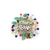 Exclusive &quot;Vysyvanka&quot; brooch Coral, Citrine, Jade crumb