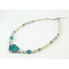 Exclusive necklace &quot;Aqua&quot; Aquamarine, Quartz facet, Rondel pearls