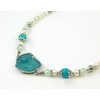 Exclusive necklace &quot;Aqua&quot; Aquamarine, Quartz facet, Rondel pearls