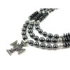 Exclusive necklace &quot;Zena&quot; Hematite, rondel, 3 rows