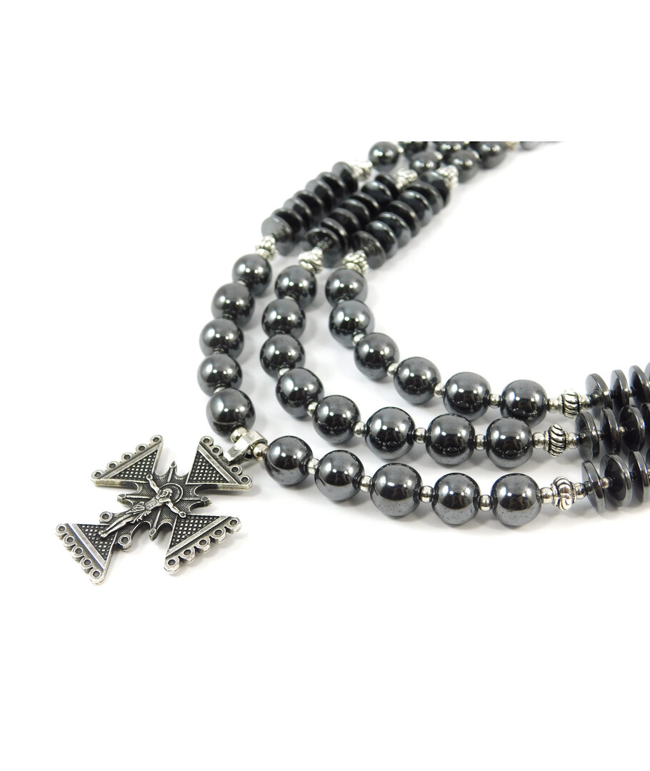 Exclusive necklace "Zena" Hematite, rondel, 3 rows