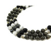 Exclusive necklace &quot;Lin&quot; Kahalong, Shungite, Cat&#039;s eye, Hematite facet, 3 rows