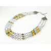 Exclusive necklace &quot;Latta&quot; Rock crystal, Citrine, Sapphire chevron, 3 rows