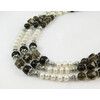 Exclusive necklace &quot;Antoinette&quot; Topaz, Rondel pearls, rice, 3 rows