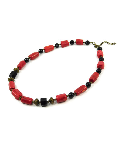 Exclusive necklace "Makhidevran" Coral tail, Agate barrel