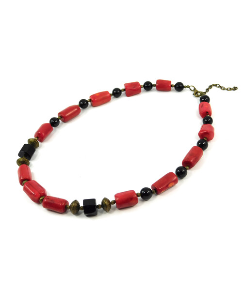 Exclusive necklace "Makhidevran" Coral tail, Agate barrel