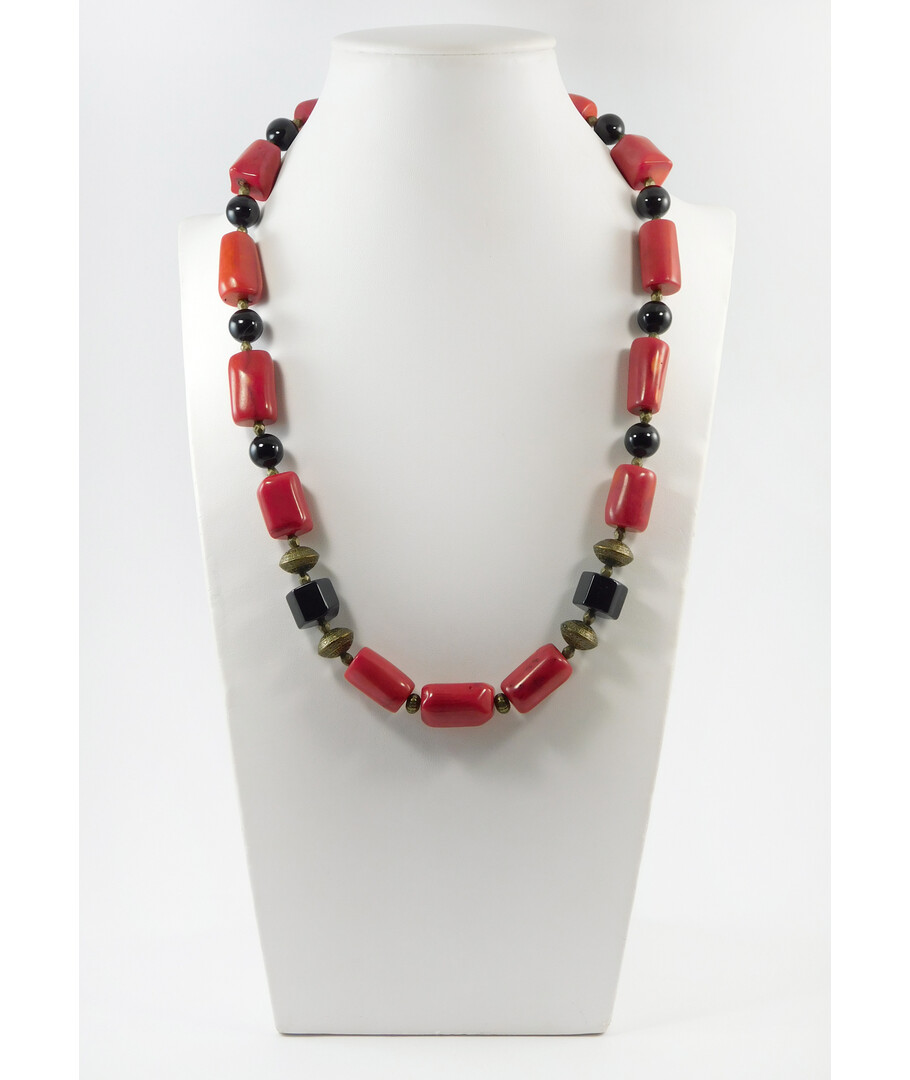 Exclusive necklace "Makhidevran" Coral tail, Agate barrel