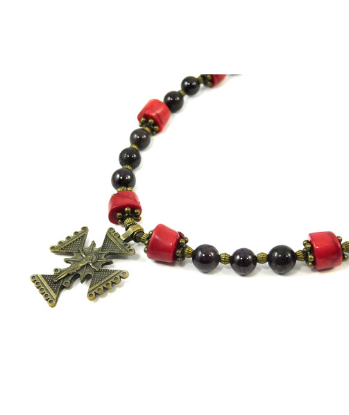 Exclusive necklace "Baghira" Coral, Garnet