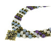 Exclusive necklace &quot;Hutsul motifs&quot; Amethyst, Aquamarine, Rose quartz, Rock crystal, 3 rows