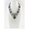 Exclusive necklace &quot;Hutsul motifs&quot; Amethyst, Aquamarine, Rose quartz, Rock crystal, 3 rows