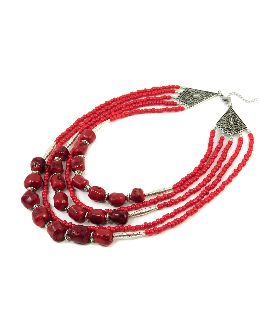 Exclusive necklace "Valide" Coral, 5 rows