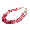 Exclusive necklace &quot;Pink Nymph&quot; Agate facet, 3 rows