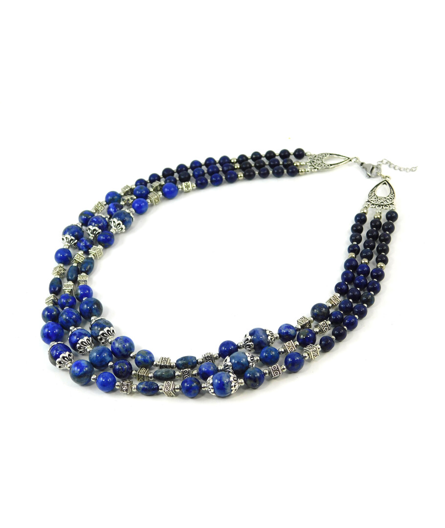 Exclusive necklace "Kelin" lapis lazuli, 3 rows