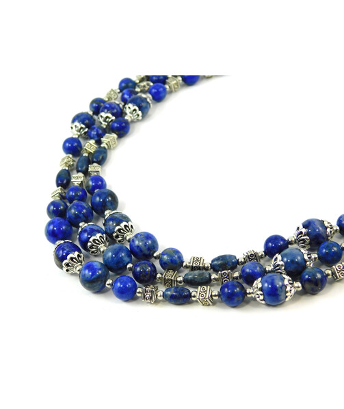 Exclusive necklace "Kelin" lapis lazuli, 3 rows