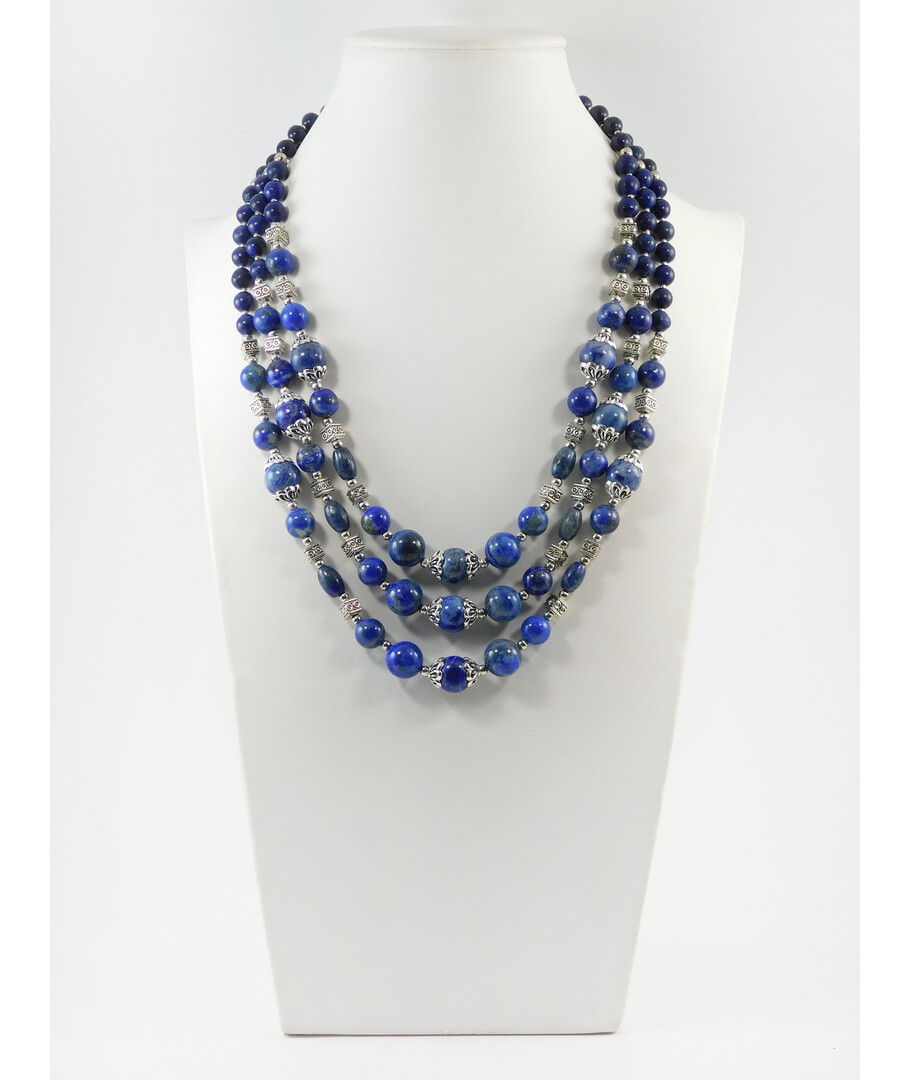 Exclusive necklace "Kelin" lapis lazuli, 3 rows