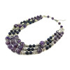 Exclusive necklace &quot;Brunda&quot; Black pearls, Amethyst, 3 rows