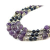 Exclusive necklace &quot;Brunda&quot; Black pearls, Amethyst, 3 rows