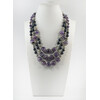 Exclusive necklace &quot;Brunda&quot; Black pearls, Amethyst, 3 rows