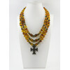 Exclusive necklace &quot;Kaleria&quot; Amber resin, 3 rows