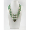 Exclusive necklace &quot;Amelia&quot; Jade, rondel, Pearls, 3 rows