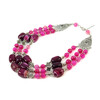 Exclusive necklace &quot;Pink Panther&quot; Agate facet, barrel, 3 rows