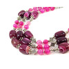 Exclusive necklace &quot;Pink Panther&quot; Agate facet, barrel, 3 rows