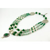 Exclusive necklace &quot;Filena&quot; Chrysoprase rondel, Quartz, Pearls, 3 rows