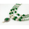 Exclusive necklace &quot;Filena&quot; Chrysoprase rondel, Quartz, Pearls, 3 rows