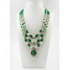 Exclusive necklace &quot;Filena&quot; Chrysoprase rondel, Quartz, Pearls, 3 rows