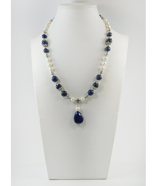 Exclusive necklace "Eliza" Pearls, lapis lazuli