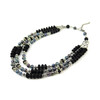 Exclusive necklace &quot;Lilin&quot; Black pearls, Shungite, rondel, 3 rows