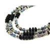 Exclusive necklace &quot;Lilin&quot; Black pearls, Shungite, rondel, 3 rows