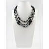 Exclusive necklace &quot;Lilin&quot; Black pearls, Shungite, rondel, 3 rows