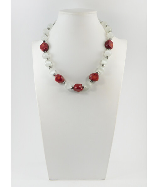 Exclusive necklace "Steam" Cat's eye, Coral tail