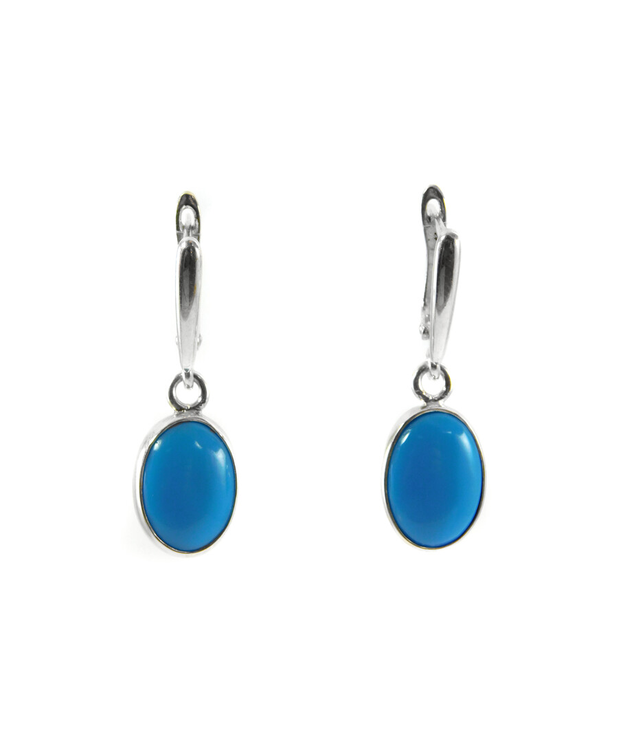 Turquoise press earrings, silver