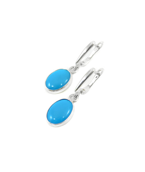 Turquoise press earrings, silver