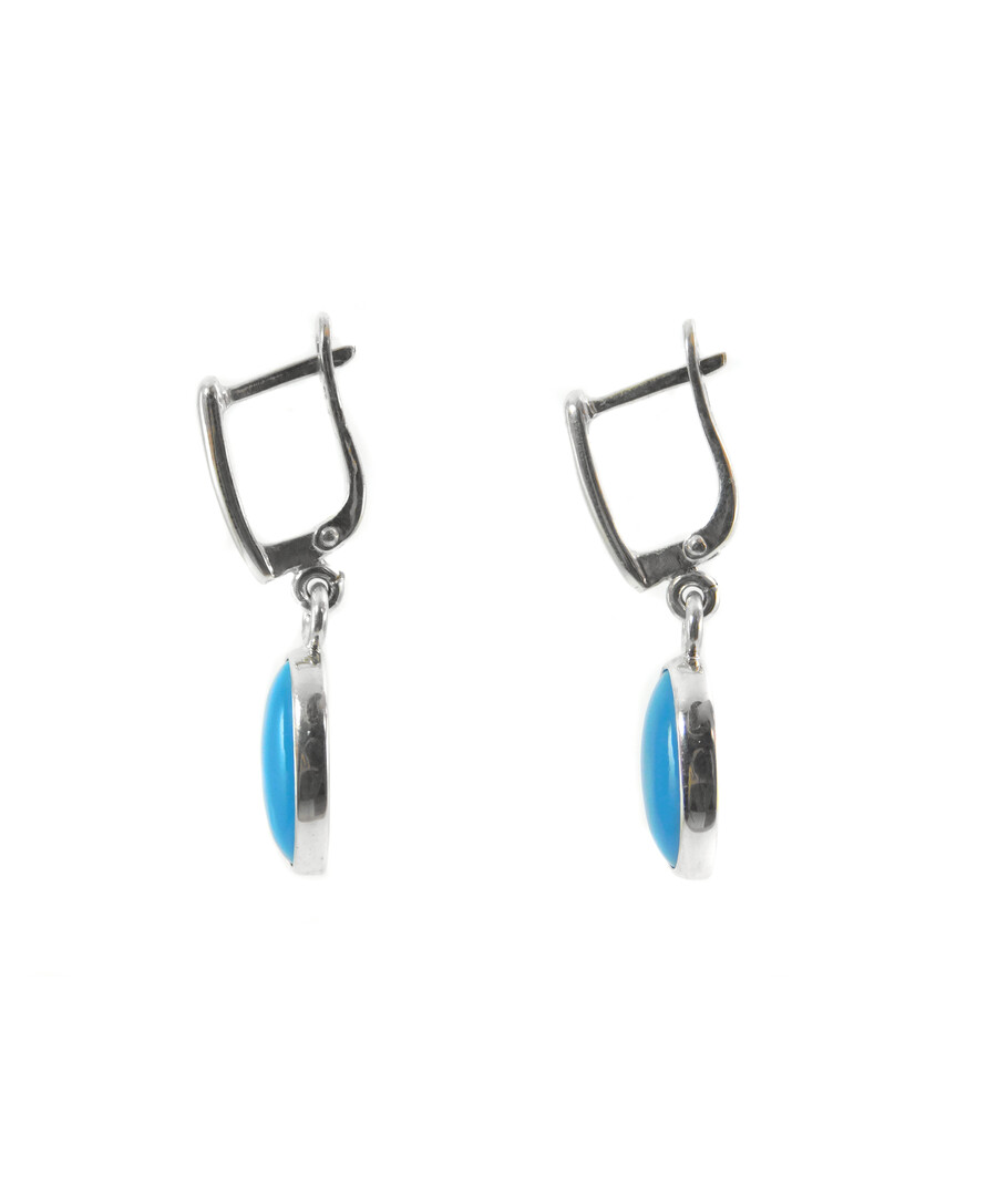 Turquoise press earrings, silver