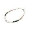 Exclusive necklace &quot;Anemone&quot; Zoisite barrel, Baroque pearls, Cat&#039;s eye crumb